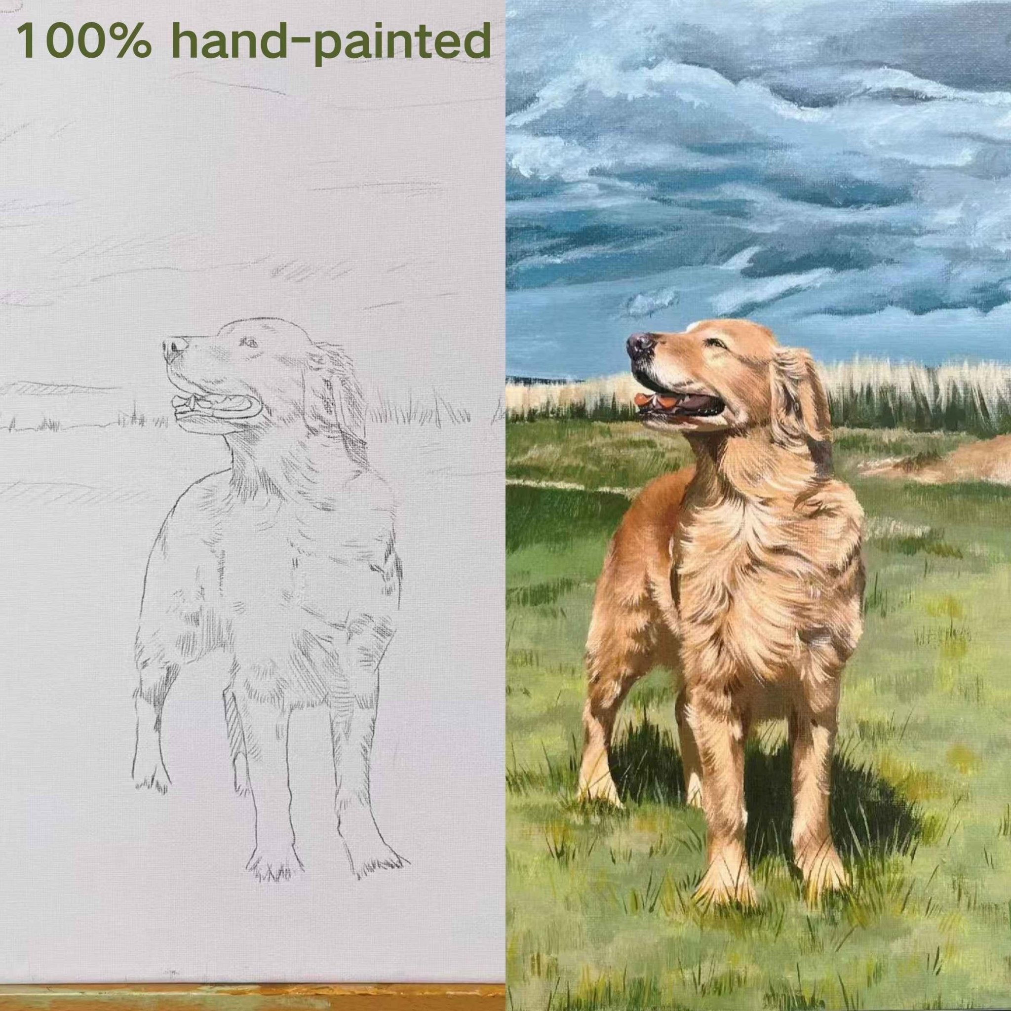 Hand - Painted Pet Portrait —Acrylic on Canvas - Holdmypawart