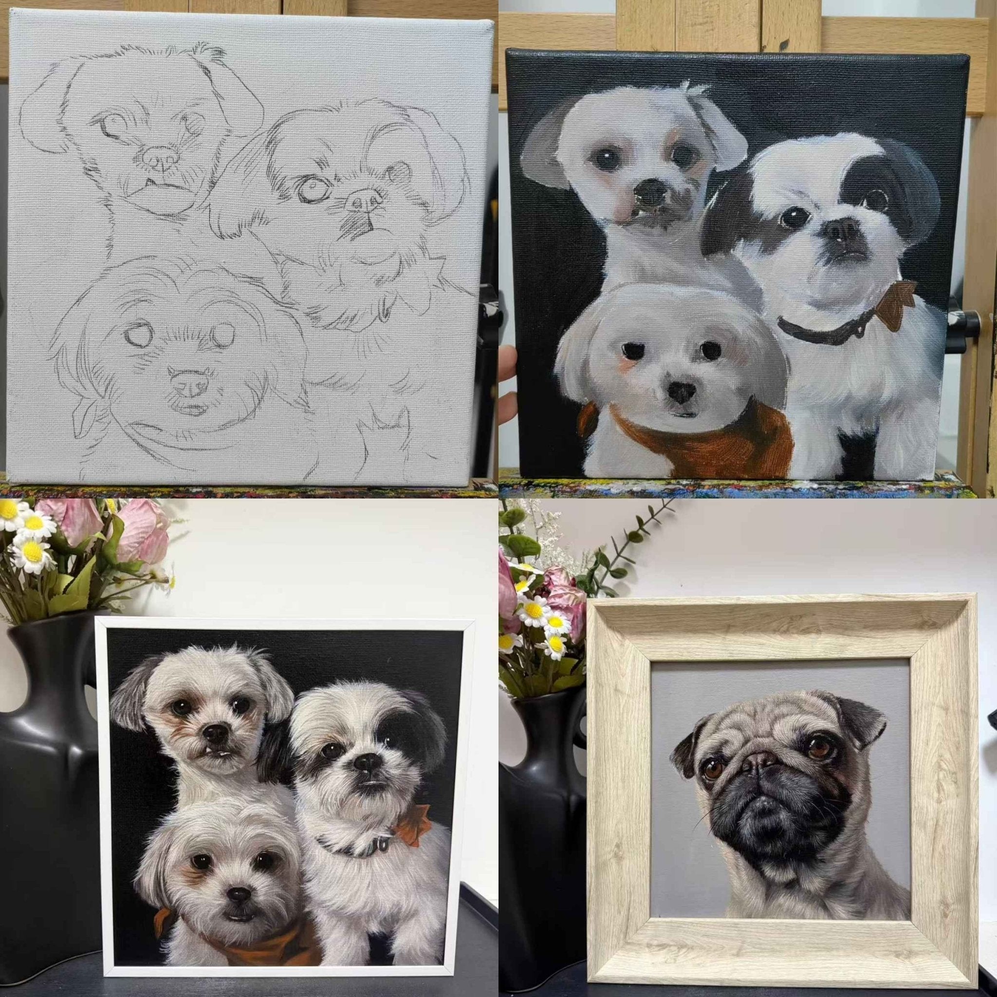 Hand - Painted Pet Portrait —Acrylic on Canvas - Holdmypawart