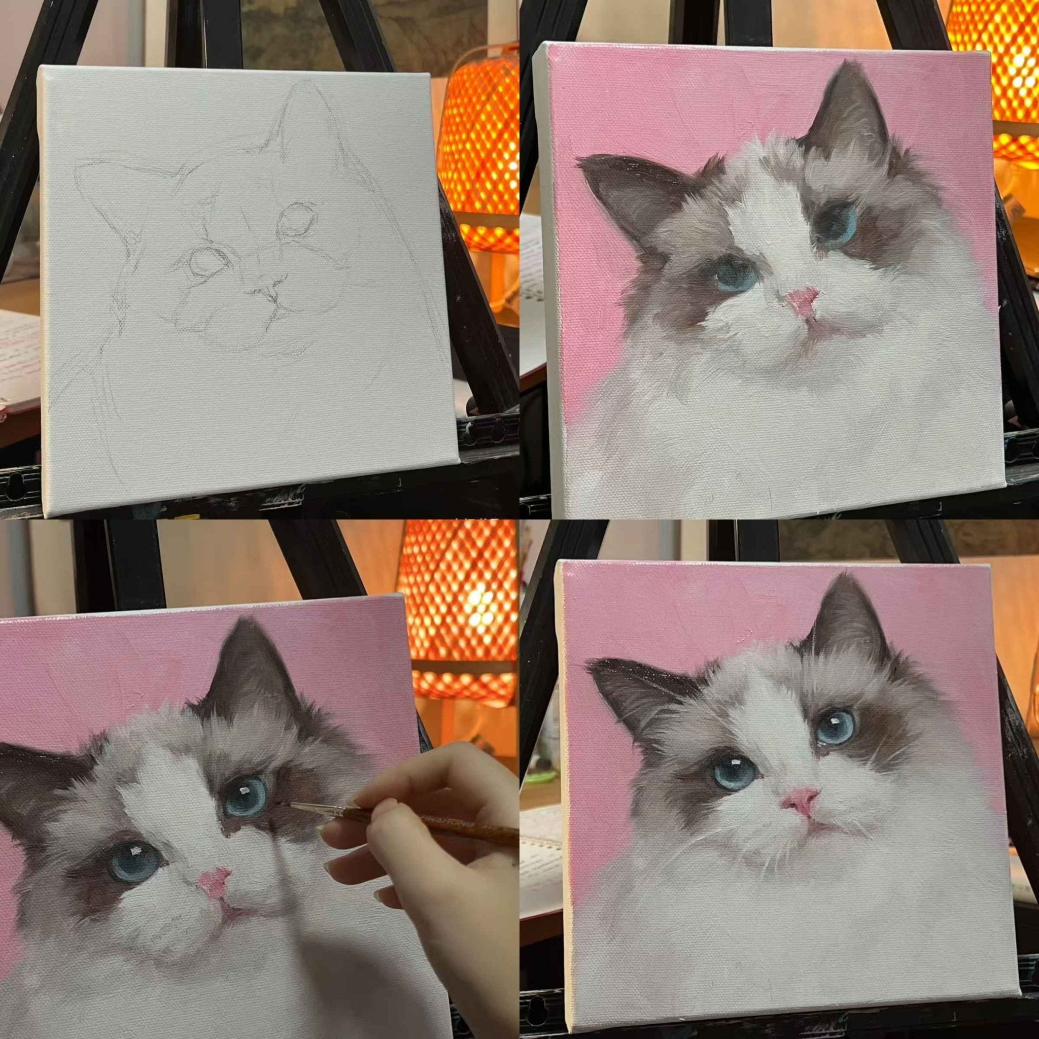 Hand - Painted Pet Portrait —Acrylic on Canvas - Holdmypawart