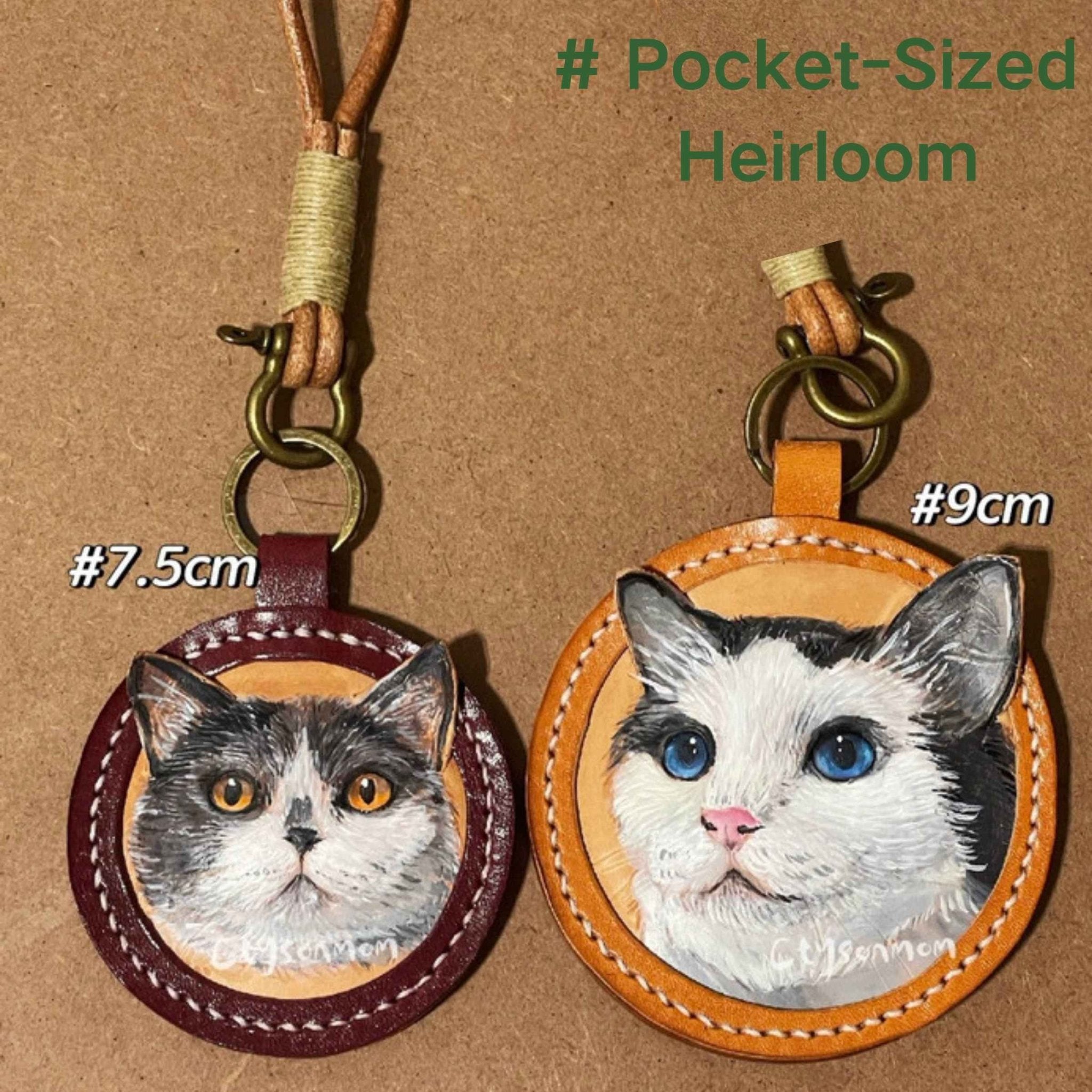 Premium Custom Hand - Tooled Leather Pet Portrait Keychain — 3D Relief - Holdmypawart