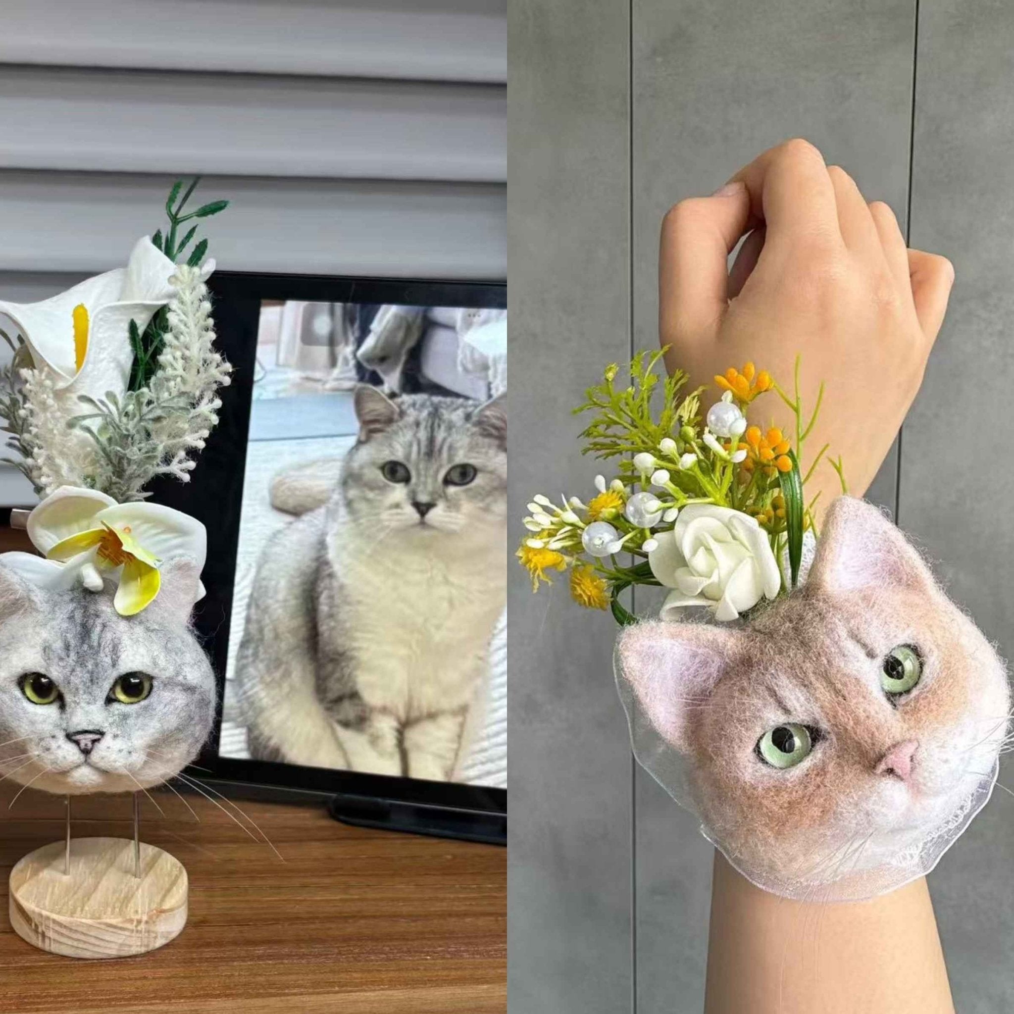 Custom Needle - Felt Pet Portrait Brooch — 3D Wool Head - Holdmypawart