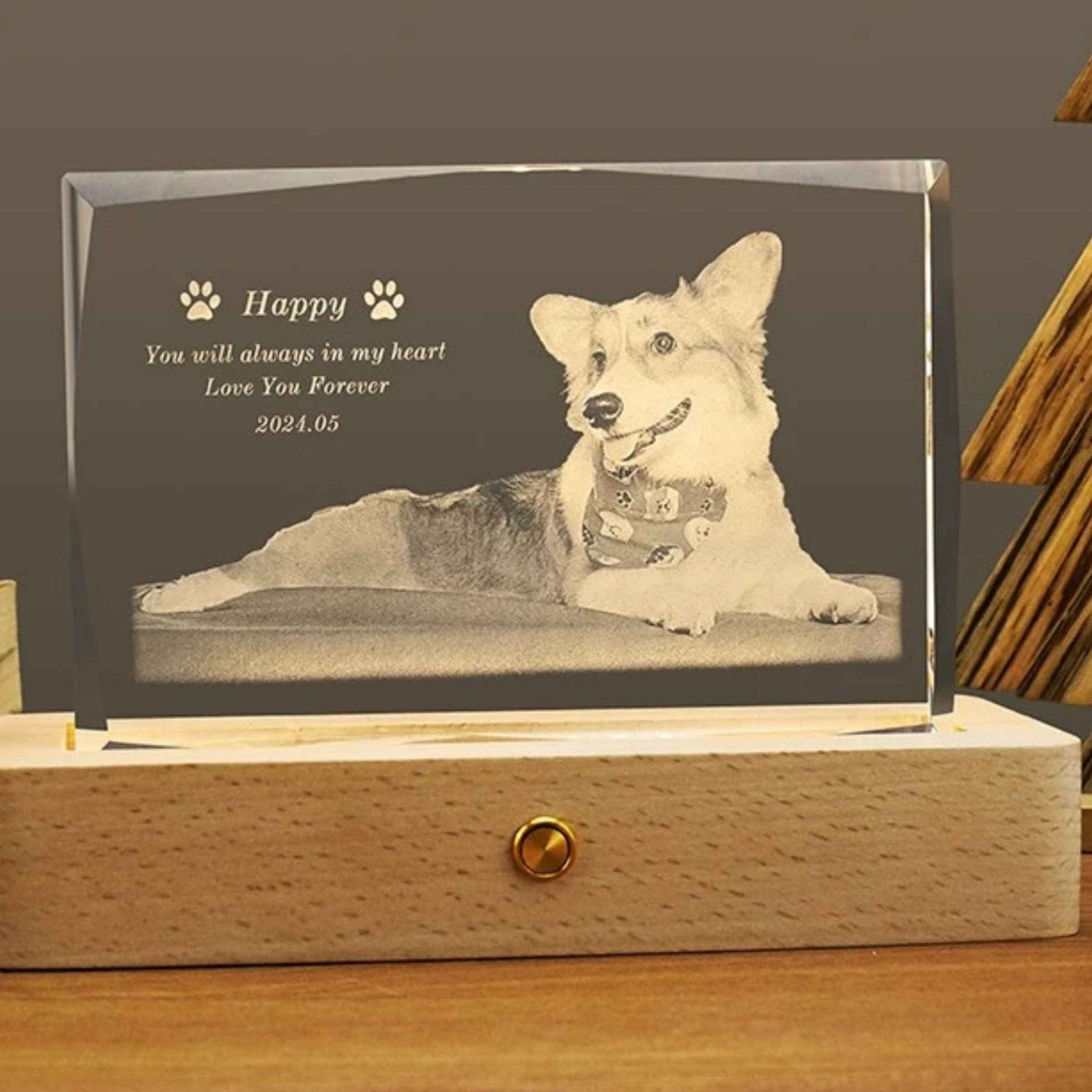Custom Pet Crystal Memorial — 2D / 3D Engraving - Holdmypawart