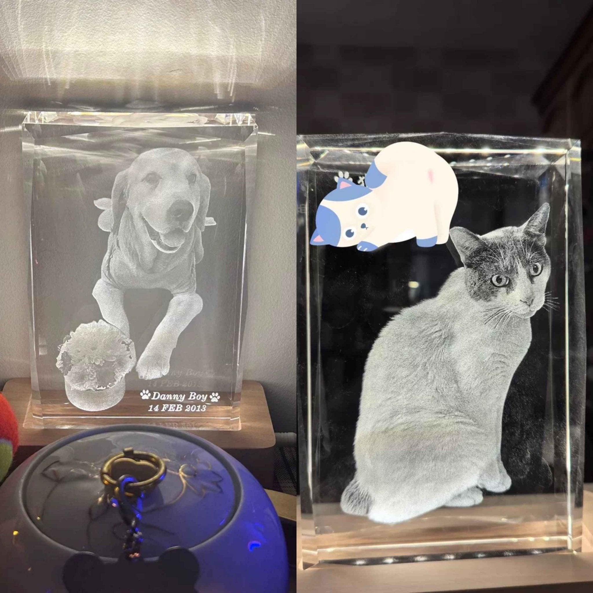 Custom Pet Crystal Memorial — 2D / 3D Engraving - Holdmypawart