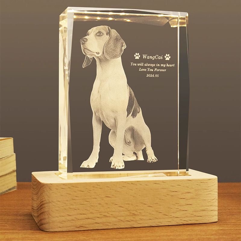 Custom Pet Crystal Memorial — 2D / 3D Engraving - Holdmypawart