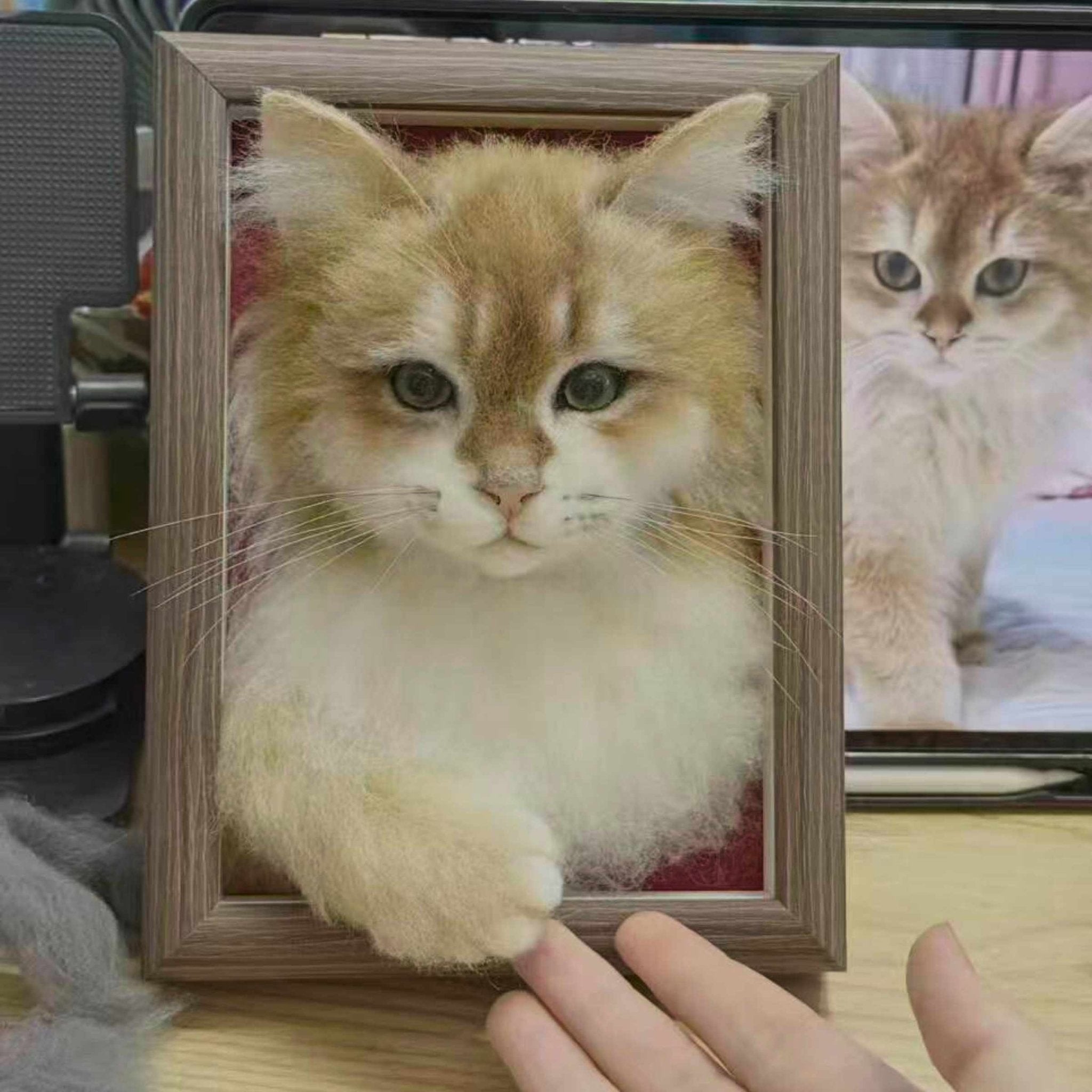 Framed Needle - Felt Pet Portrait — 3D Wool Relief - Holdmypawart