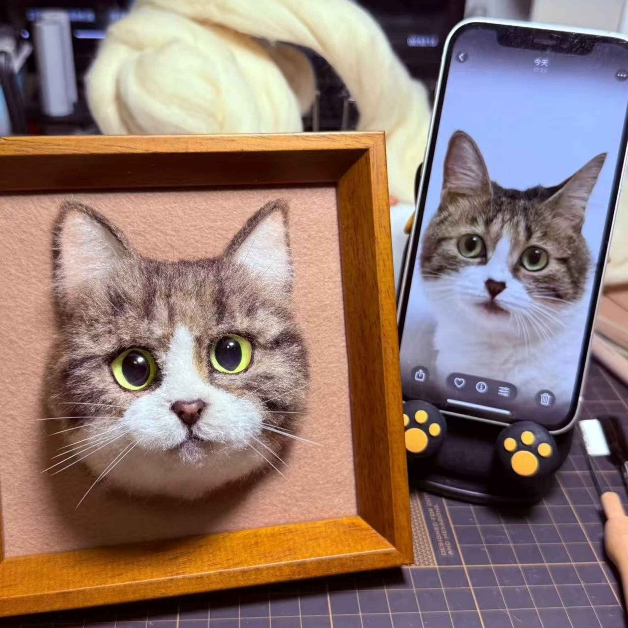 Framed Needle - Felt Pet Portrait — 3D Wool Relief - Holdmypawart